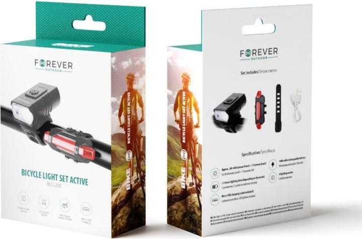 Actual product image Forever BLG-200 Bicycle and Scooter Active Light Kit with Built-in Battery Universal Frame Holder (300 lm, 15 lm)
