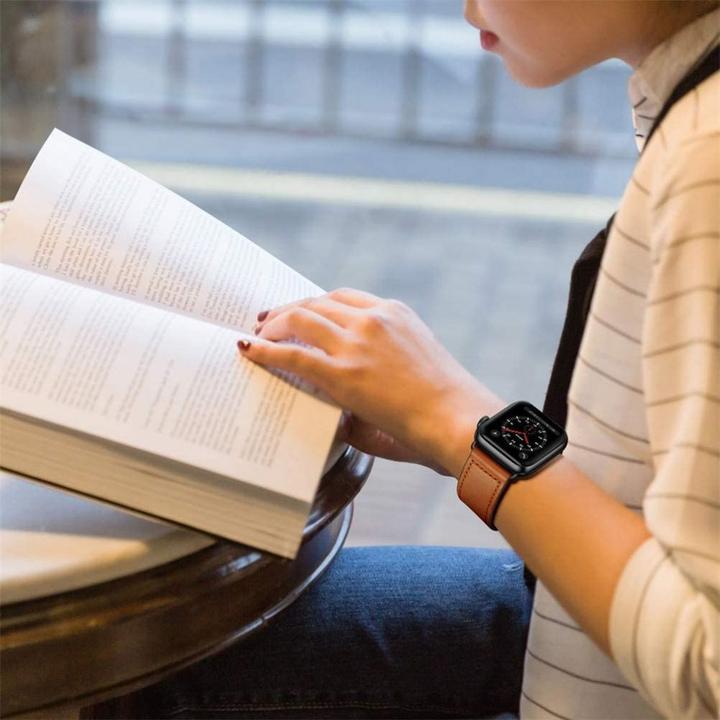 Produktbild Tech Apple 4/5/6/7/8/SE Smart Watch Lederarmband, Braun, 38/40/41 mm (38 mm, 40 mm, 41 mm, Naturleder)