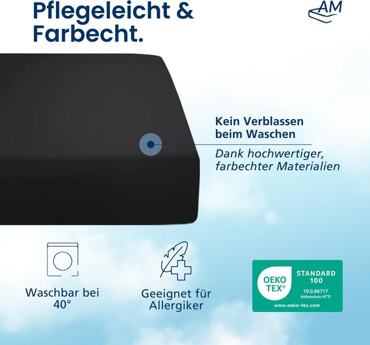 Actual product image AM Qualitätsmatratzen Premium Spannbettlaken für Boxspringbett, Baumwolle (200gsm) (160 x 190 cm)