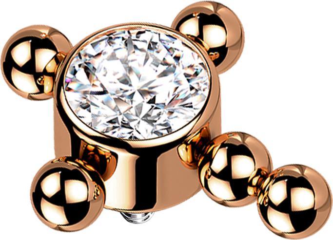 Produktbild Star Piercing Dermal Anchor rosegold Kreuz Kugeln Kristall silber (ohne Messing, Titan)