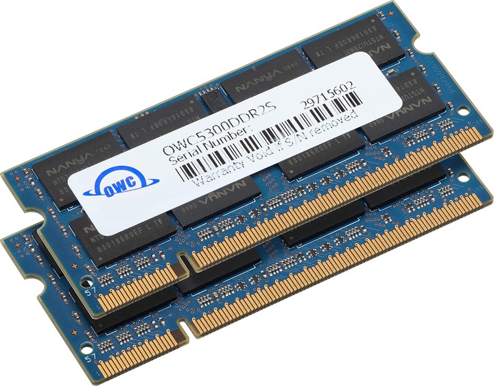 Produktbild OWC 6.0GB (2GB + 4GB) PC-5300 DDR2 667MHz SO-DIMM 200 Pin Memory Upg. Module (3 x 2GB, 667 MHz, DDR2-RAM, SO-DIMM)