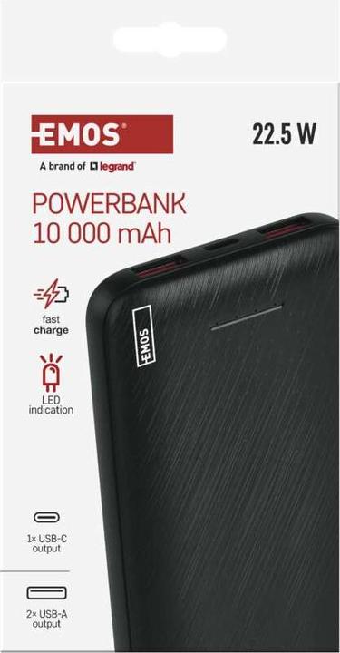 Actual product image Emos Powerbank AlphaQ3, 10 000 mAh, 22,5 W, schwarz (10000 mAh, 22.50 W, 37 Wh)
