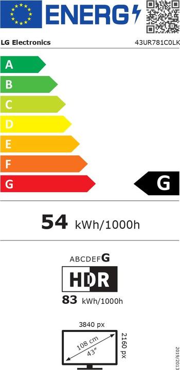 Energie-Label LG 43UR781C (43", UR78, LED, 4K, 2023)
