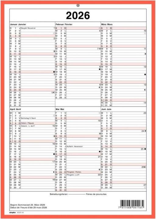 Actual product image Simplex Calendar with name days (A4)