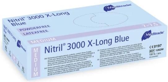 Produktbild Meditrade Nitrilhandschuhe 3000 X-Long blau puderfrei unsteril (M)