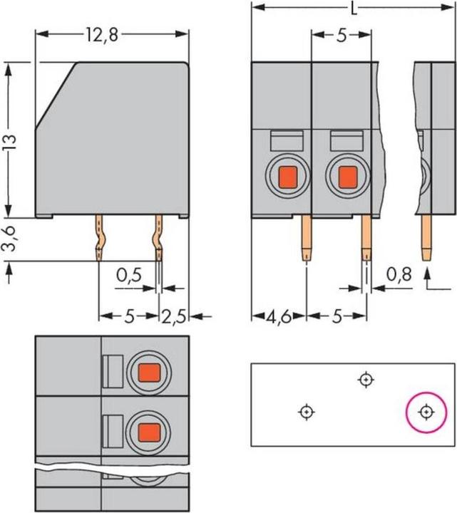 Produktbild Wago 253-103 2-Leiter-Klemmenleiste fÃ¼r Leiterplatten 0,5-1,5 qmm grau