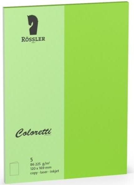 Rössler Coloretti Kaarten B6 Lichtgroen Pakje van 5 om zelf te ontwerpen (5 Pcs.)