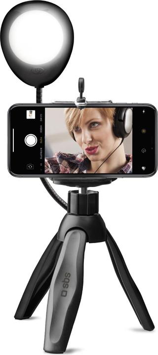 SBS Selfie-Stativ mit Licht schwarz