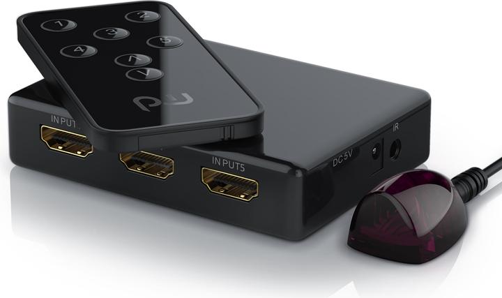 Produktbild Primewire HDMI Switch 4K Ultra HD 5 Port / Verteiler mit Fernbedienung, 4K, 3D, CEC, ARC