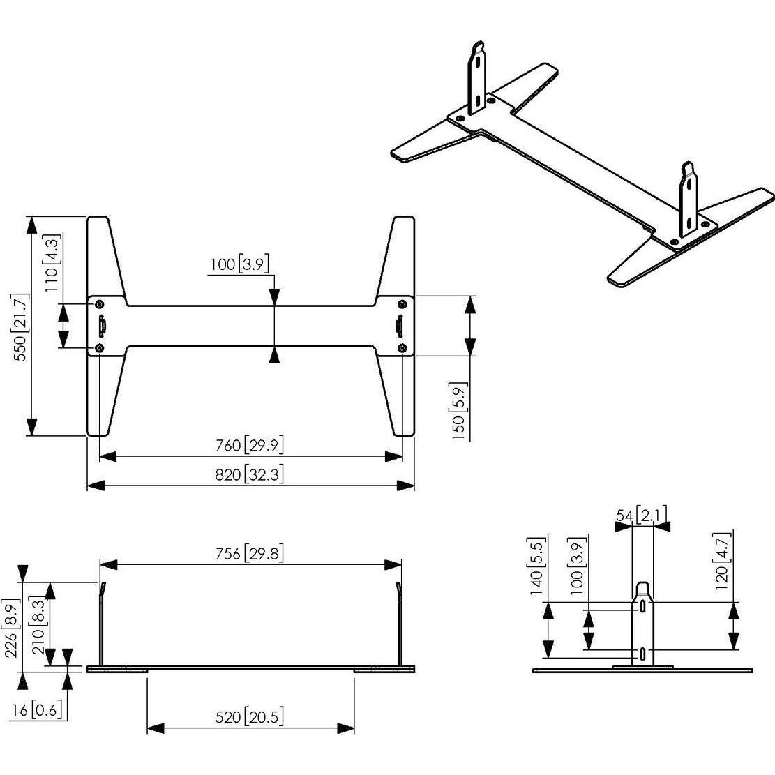 Thumbnail - Vogels Bodenkonsole PFF 2055 für Samsung OM55N-D, 820 mm, 550 mm, 225 mm, Digital Signage Zubehör, Schwarz