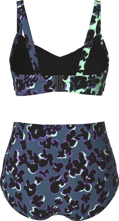 Actual product image Ulla Popken Two Tone Abstract Print Draped Bikini Set (58)