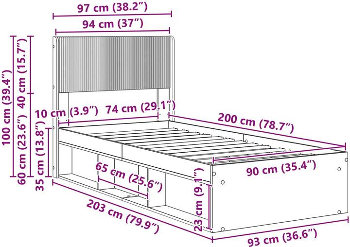 Image du produit vidaXL Bettrahmen (90 x 200 cm)