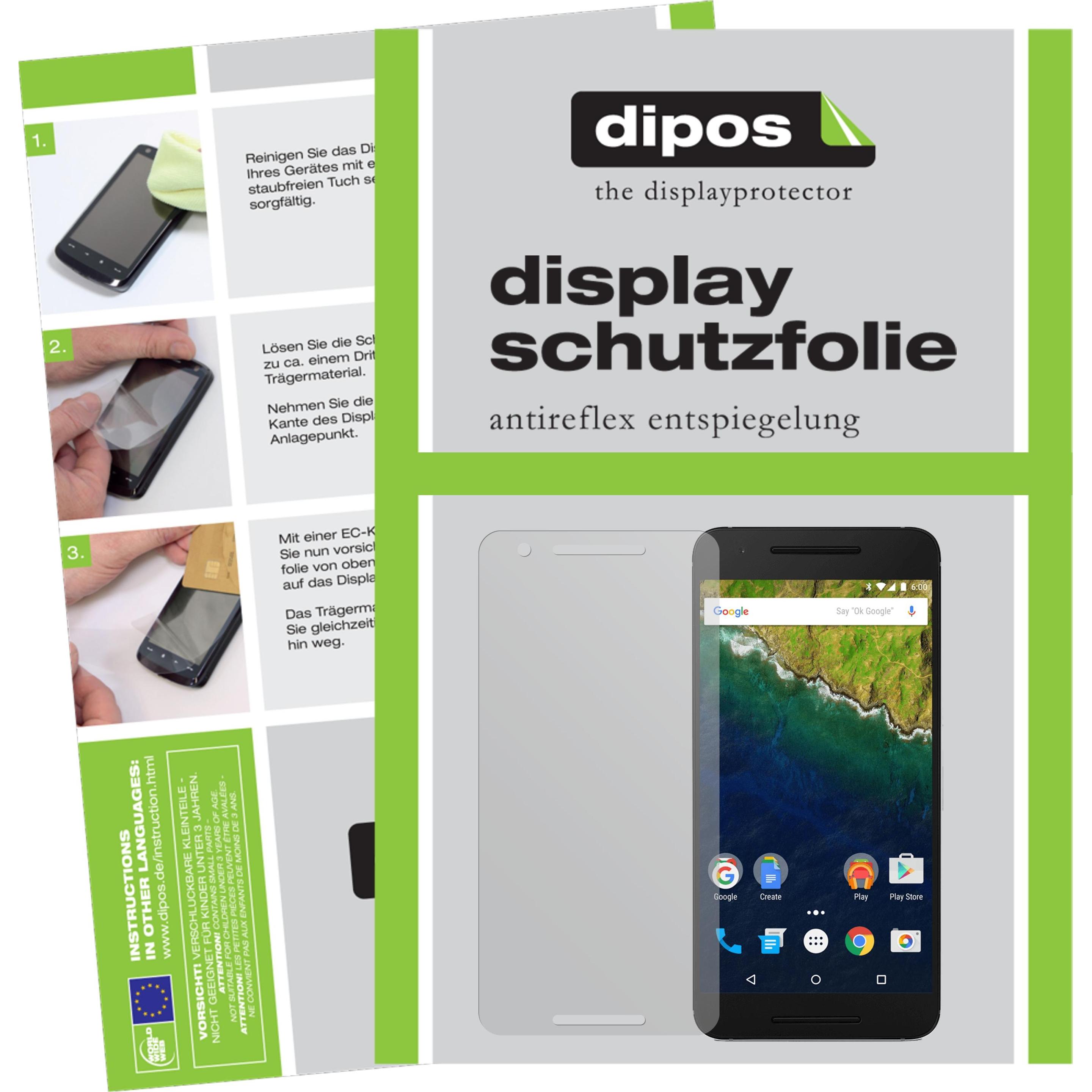 Dipos Displayschutzfolie Antireflex (6 Stück, Huawei Nexus 6P), Smartphone Schutzfolie, Transparent