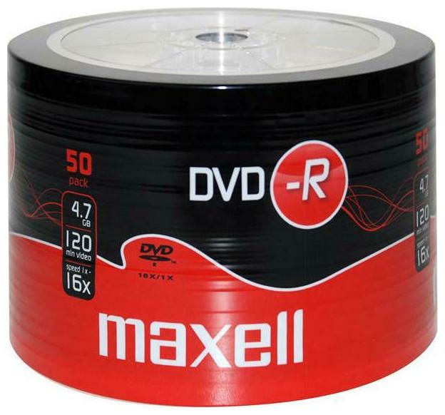 Actual product image Maxell DVD-R 4 7GB 50 szt w opakowaniu SHRINK. Prędkość zapisu 16X 120 min Przeznaczenie nagrywa (50 x)