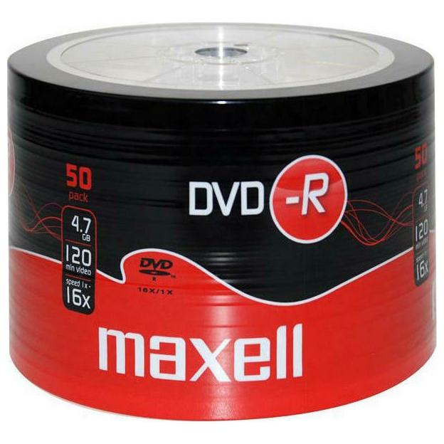 Maxell DVD-R 4 7GB 50 szt w opakowaniu SHRINK. Prędkość zapisu 16X 120 min Przeznaczenie nagrywa (50 x), Disco ottico