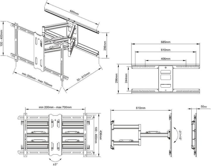Produktbild Multibrackets MB Outdoor-Halter 80, Korrosionsbeständig (Wand, 100", 60 kg)