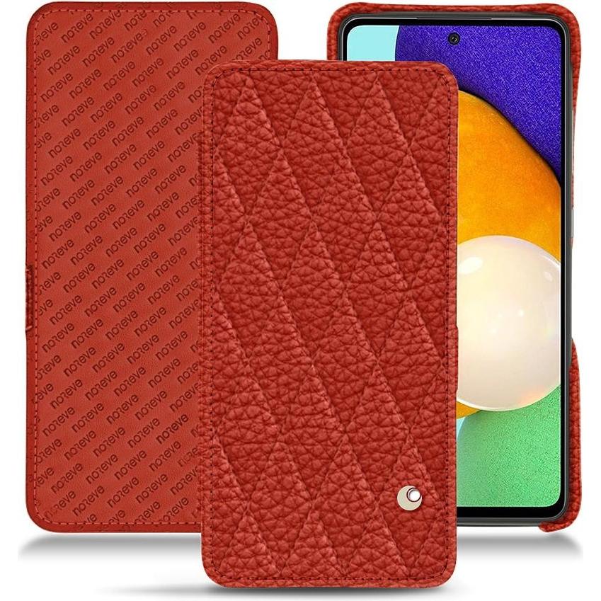 Noreve Lederschutzhülle horizontal (Samsung Galaxy A52), Smartphone Hülle, Orange
