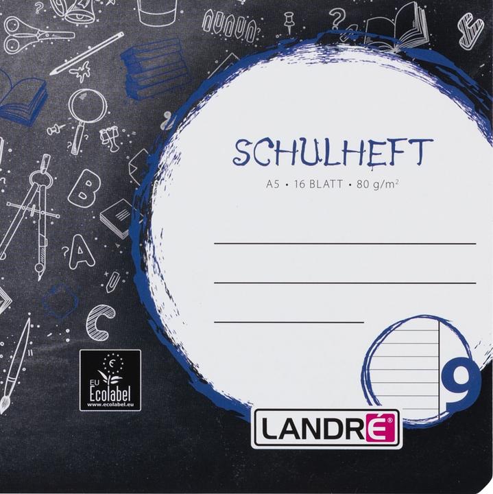 Image du produit Landré A5 cahier d'écolier cousu à cheval 2 fois (A5, À rayures, Couverture rigide)