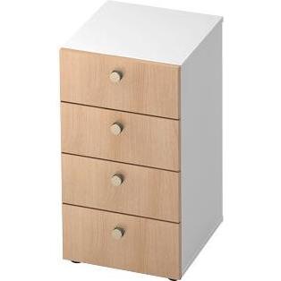 Hammerbacher, Aktenschrank, Schrank schmal 2OH,4Schübe SG Weiss/Eiche (40 x 42 x 75 cm)