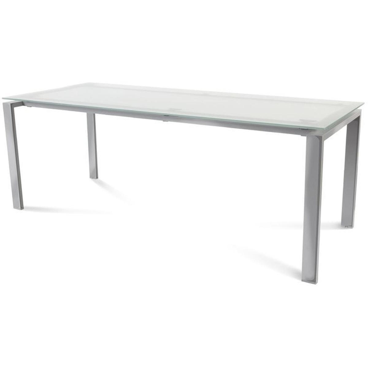 Rocada, Schreibtisch, Schreibtisch Total BxTxH 200x80x73cm Gestell verchromt Platte Glas satiniert
