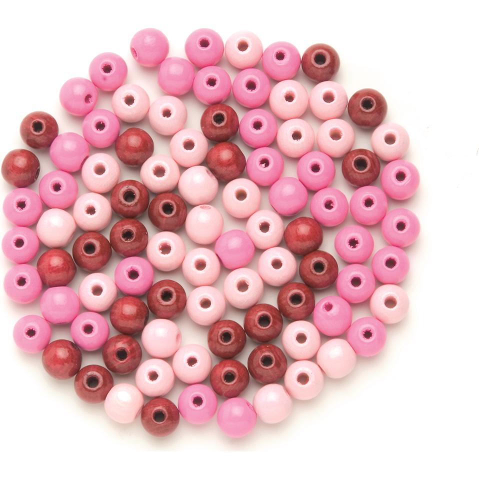 Glorex Holzperle 12mm 28St rosa-mix FSC Buche