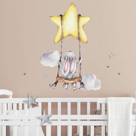 Image du produit Konjac Sponge ROOM Decor SIPO-WS63025 NAKLEJKI NA ŚCIANĘ KRÓLIK HUŚTAWKA