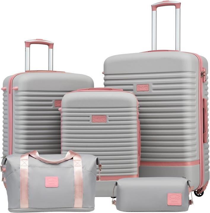Coolife 5-teiliges Hartschalenkoffer-Set mit TSA-Schloss