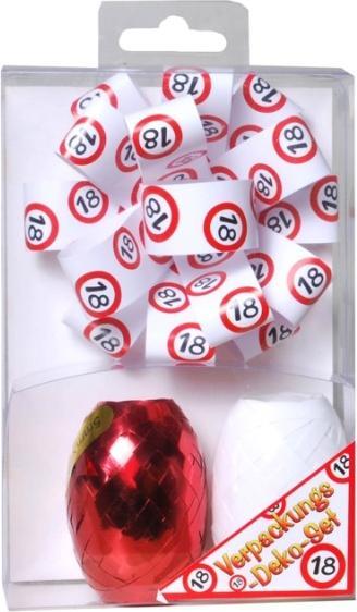 UdoS Verpackungs-Deko Set zum 18. Geburtstag (Geschenkband, 1 x)