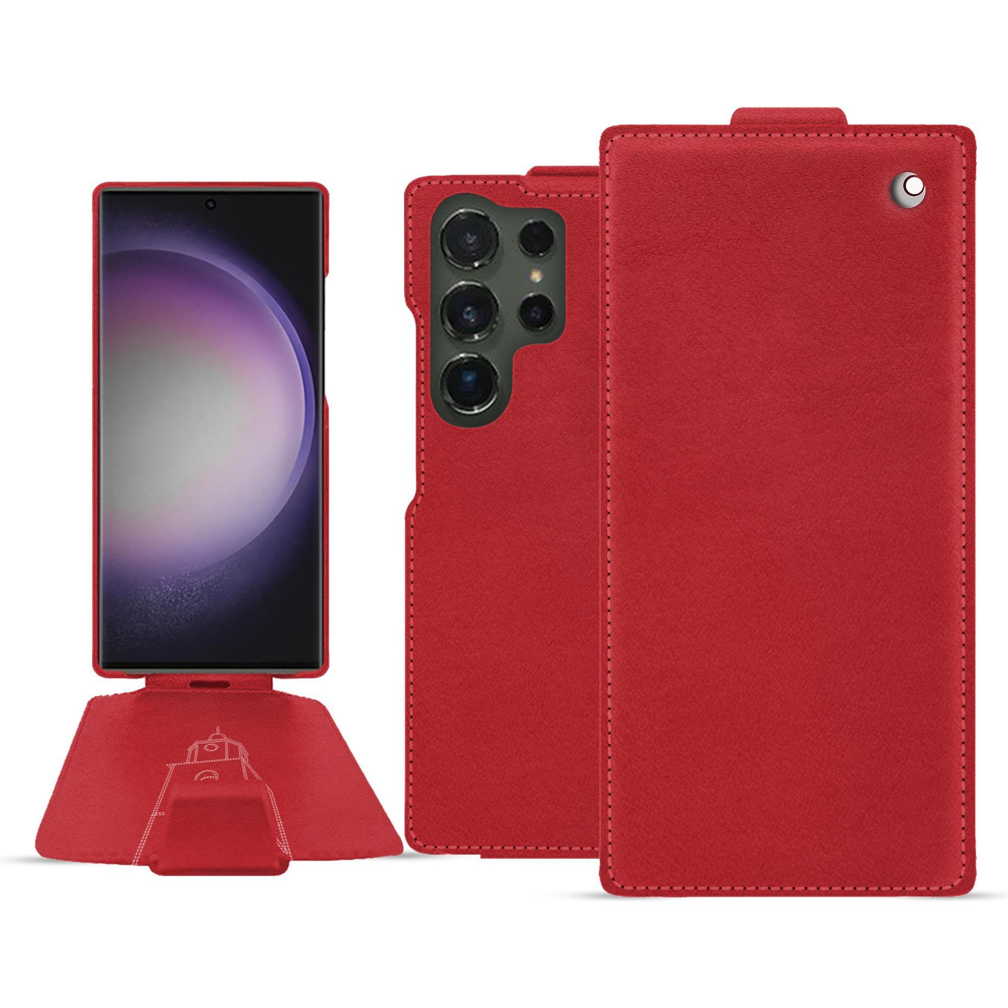 Noreve Lederschutzhülle vertikal (Samsung Galaxy S24 Ultra), Smartphone Hülle, Rot