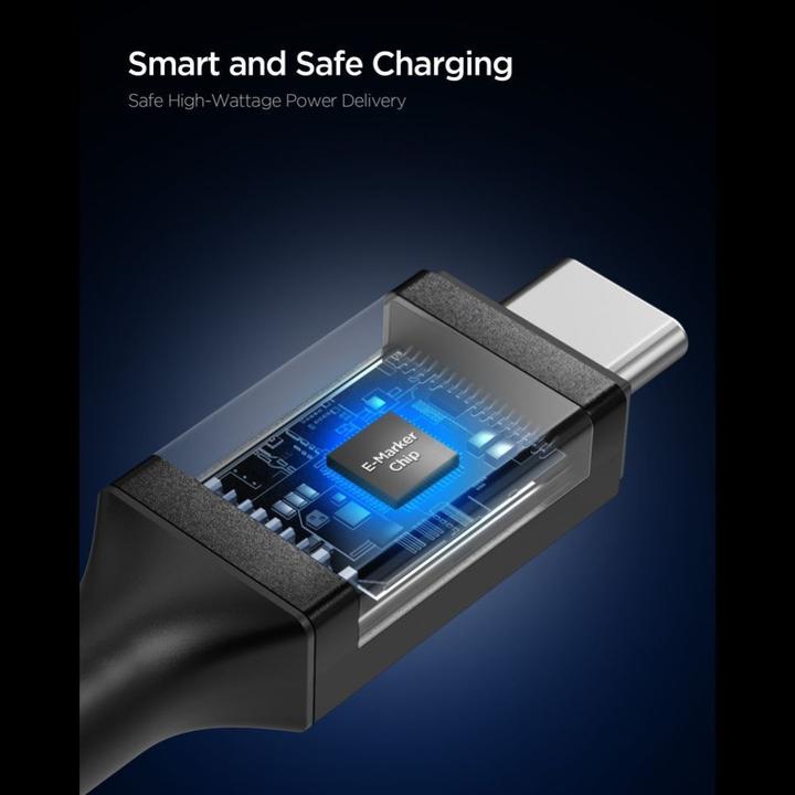 Actual product image Spigen Essential USB C to USB C 100W Cable black EB10010CC (1 m, USB 3.2 Gen 1, 100 W)