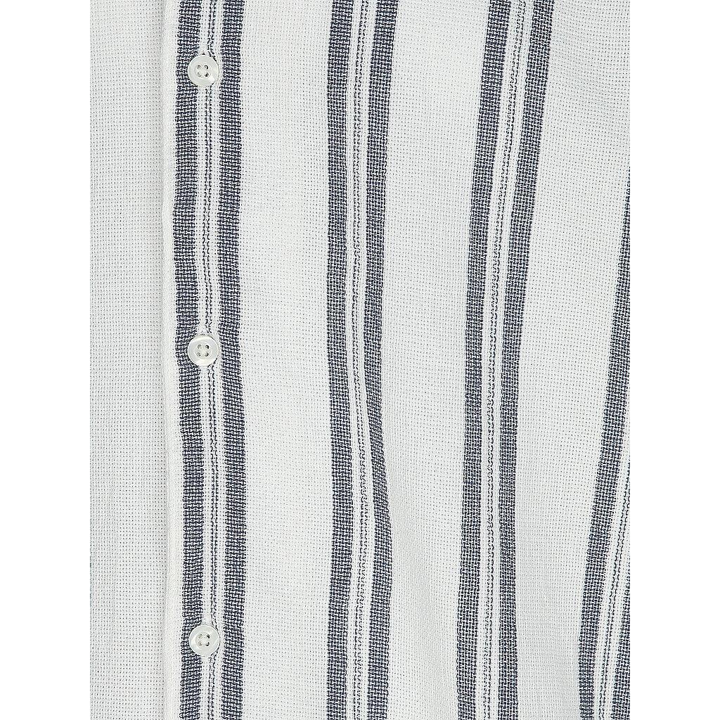 Thumbnail - KnowledgeCotton Apparel, Herren, Hemd, Box S/S Striped Cotton Shirt, Blau, (L)