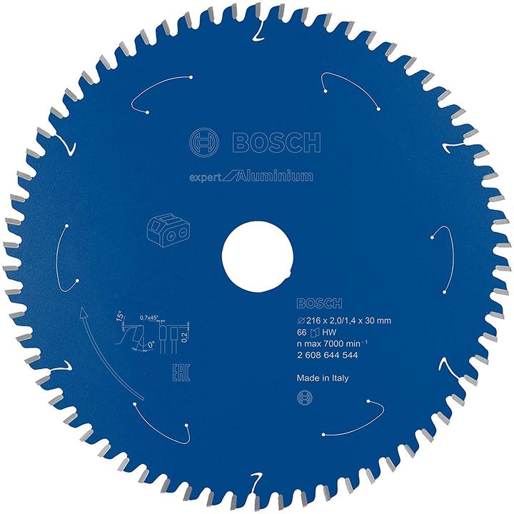 Bosch Professional Zubehör Akku-Kreissägeblatt Expert for Aluminium, 216 x 2/1,4 x 30, 66 Zähne