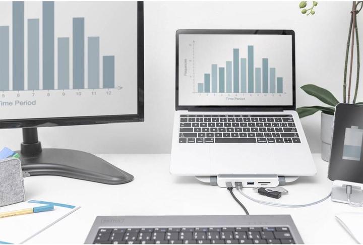 Immagine prodotto Digitus Supporto variabile per notebook con docking station USB-C™ integrata, 8 porte (USB-C, 8 porte)