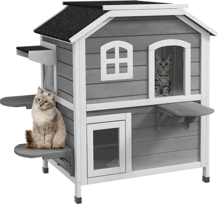 PawHut Casa per gatti a 2 piani