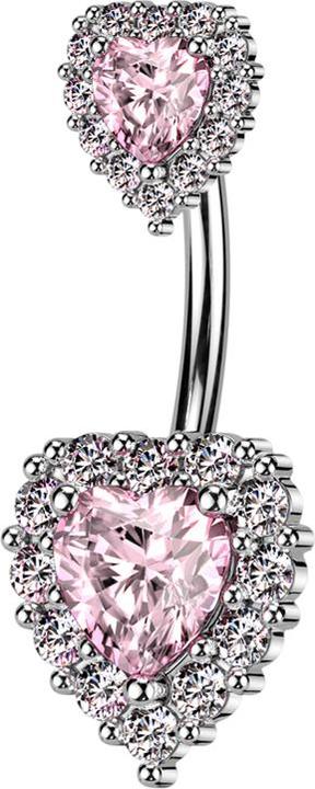 Immagine prodotto Star Piercing Banana argento con due cuori di cristallo rosa (Ottone, Acciaio chirurgico 316L)