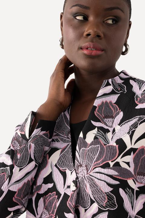 Image du produit Ulla Popken Veste Jacquard motif fleurs, col calice et encolure en V (46, 48)