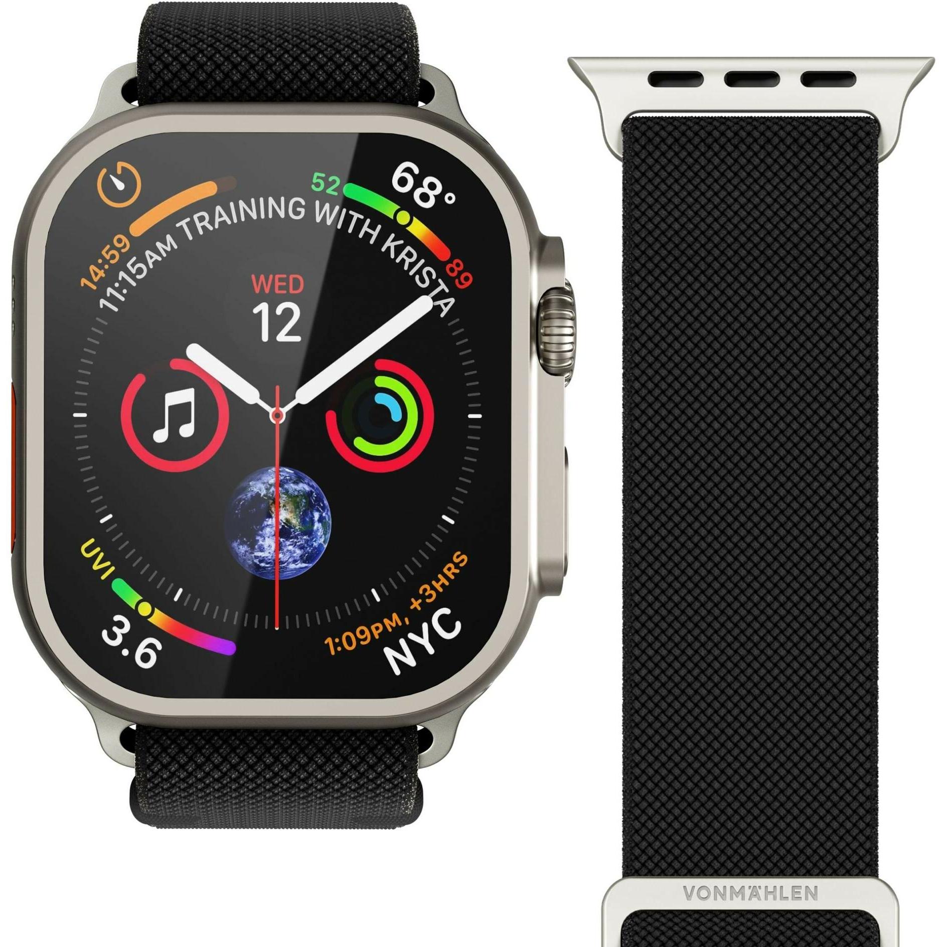Thumbnail - Vonmählen Classic Nylon-Armband für Apple Watch 38 40 41 mm schwarz (Nylon), Uhrenarmband, Schwarz