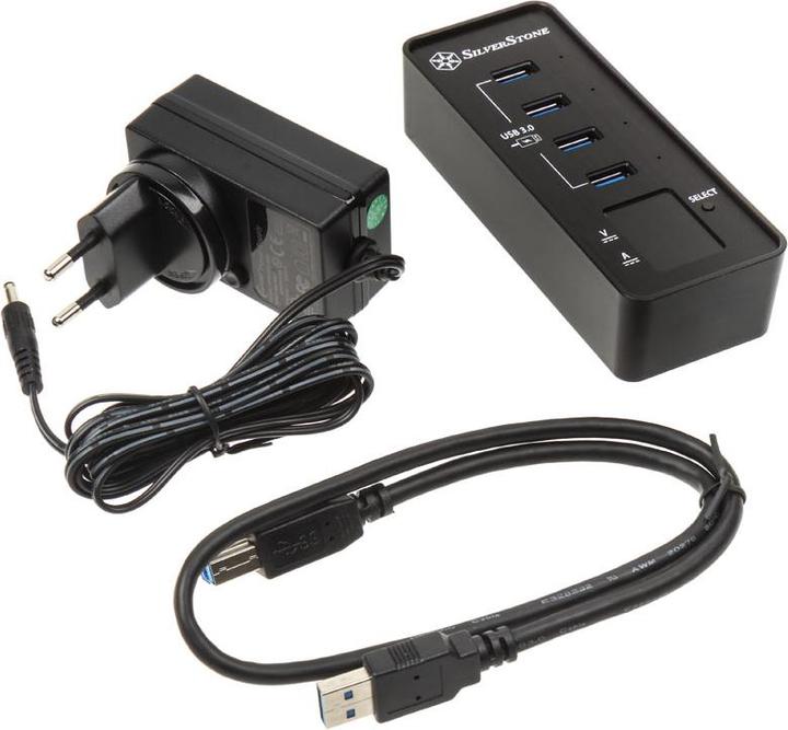 Actual product image Silverstone SST-EP03 V2.0 4x USB 3.1 Gen1 HUB, black (Micro USB, 4 ports)