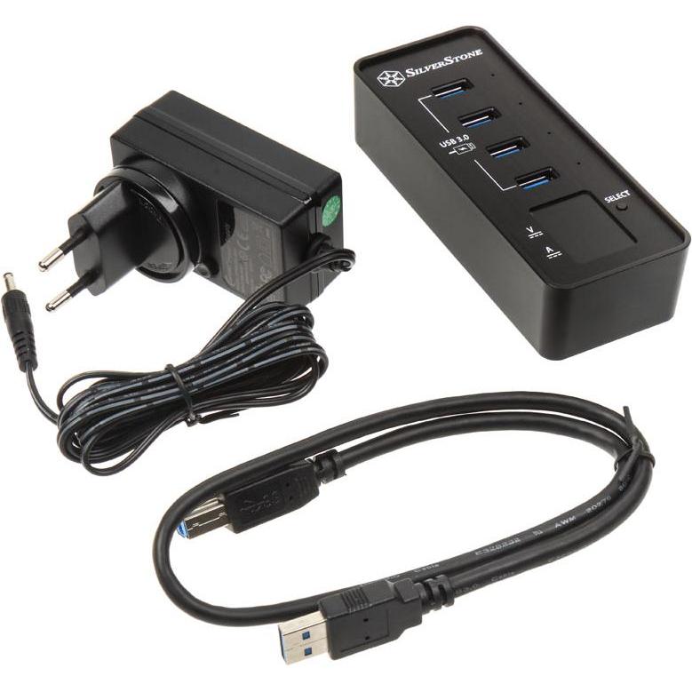 Thumbnail - Silverstone SST-EP03 V2.0 4fach USB 3.1 Gen1 HUB, schwarz (USB-A, 4 Ports), Dockingstation + USB Hub