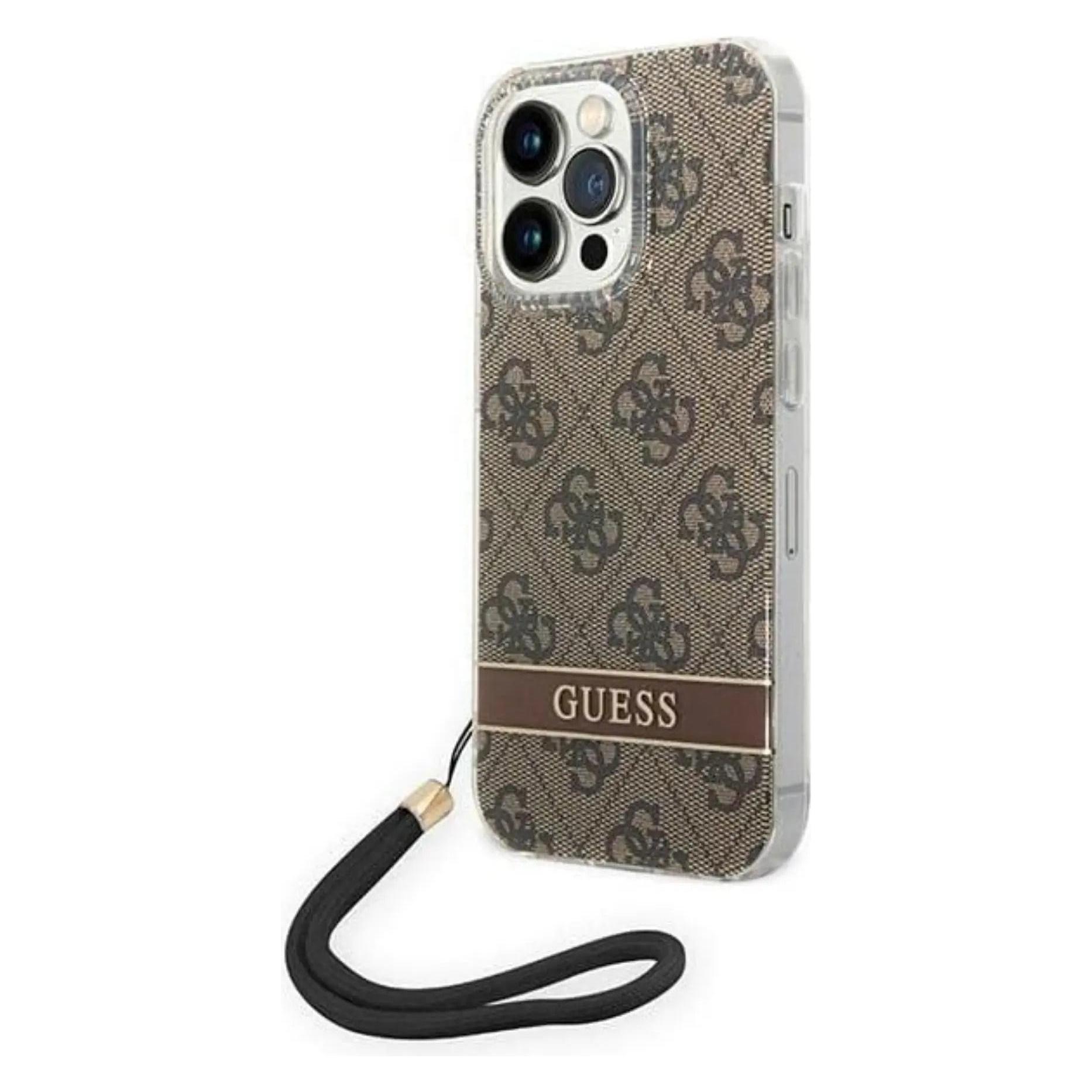 Guess GUOHCP14XH4STW IPhone 14 Pro Max 6, 7" Brązowy/brown Hardcase 4G Print Strap (Apple IPhone 14 Pro Max), Smartphone Hülle, Braun