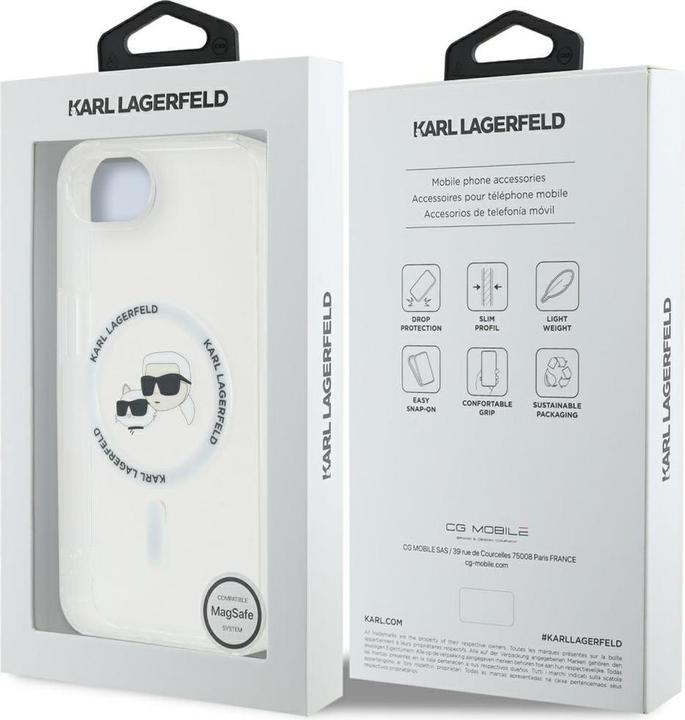 Produktbild Karl Lagerfeld Case IML Metal Karl & Choupette Heads MagSafe for iPhone 16e white (Apple iPhone 16e)