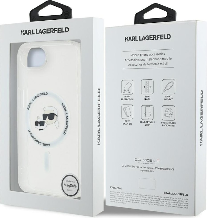 Actual product image Karl Lagerfeld Case IML Metal Karl & Choupette Heads MagSafe for iPhone 16e white (Apple iPhone 16e)