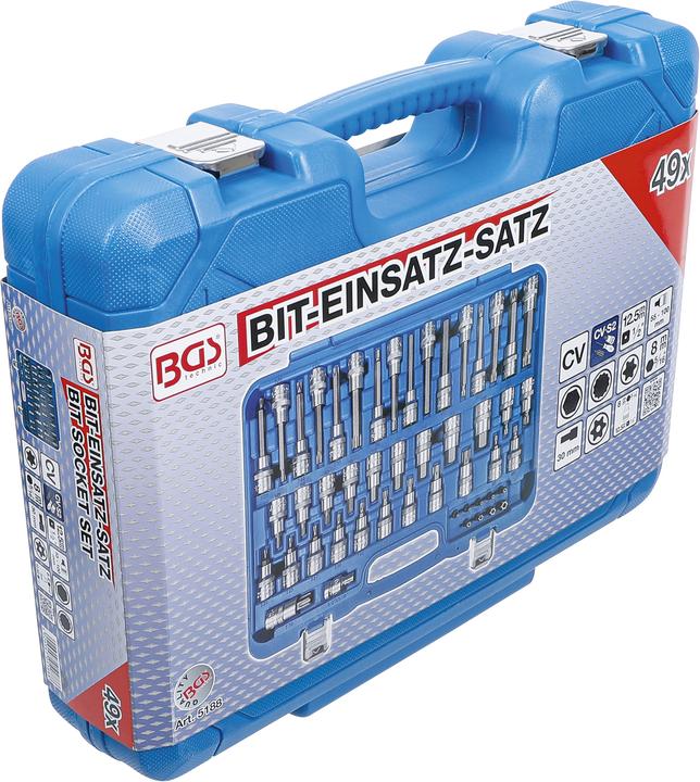 Actual product image BGS Bit Socket Set 12.5 mm (1/2") Drive, 8 mm (5/16") Drive 49 pcs. (Inner square)