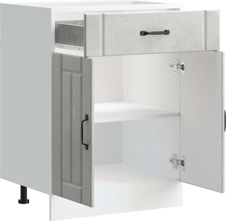 Produktbild vidaXL Küchen-Unterschrank Lucca Betongrau Holzwerkstoff Spülenunterschrank (60 x 46 x 81.5 cm)