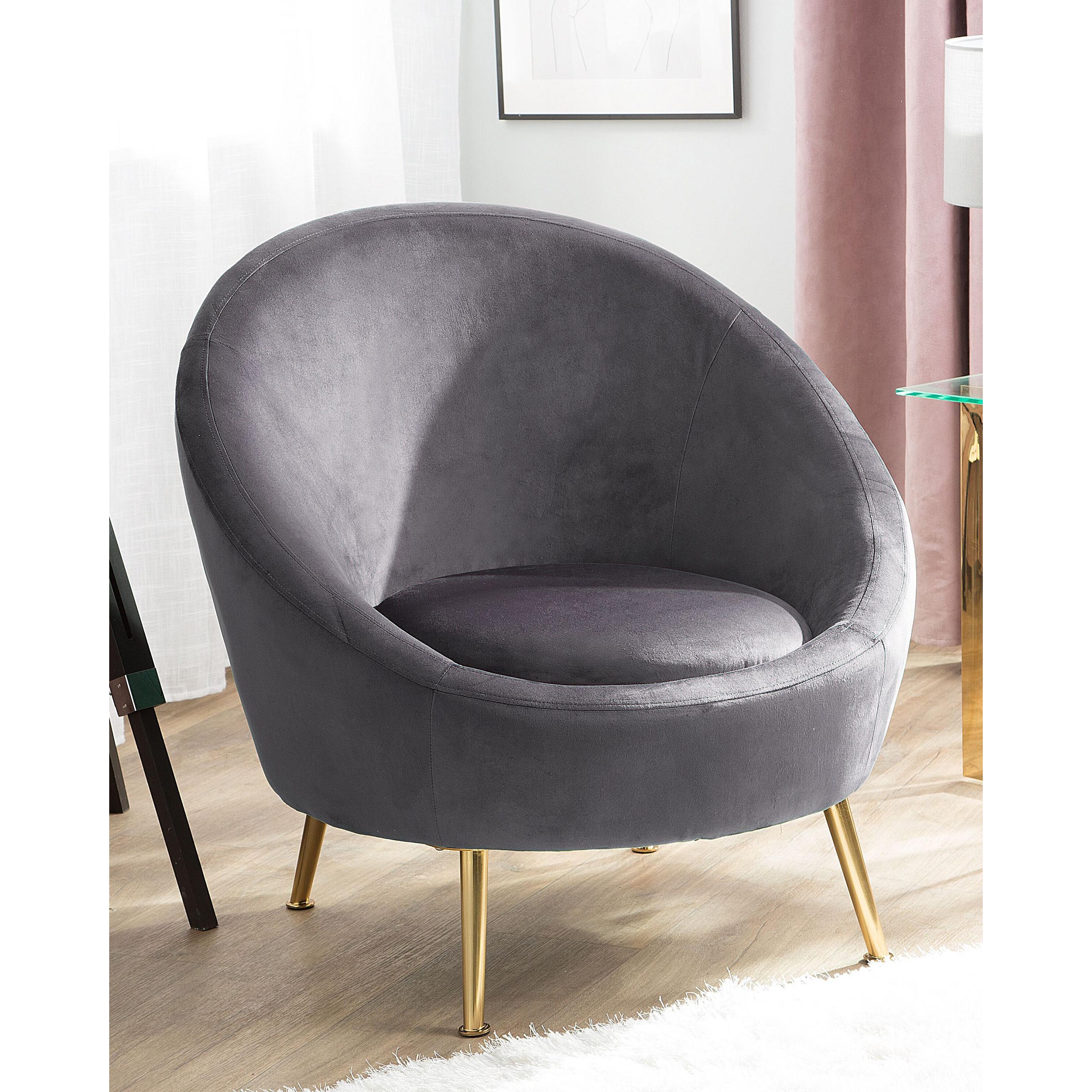 Thumbnail - Beliani, Sessel, LANGA-Stuhl aus grauem Samt