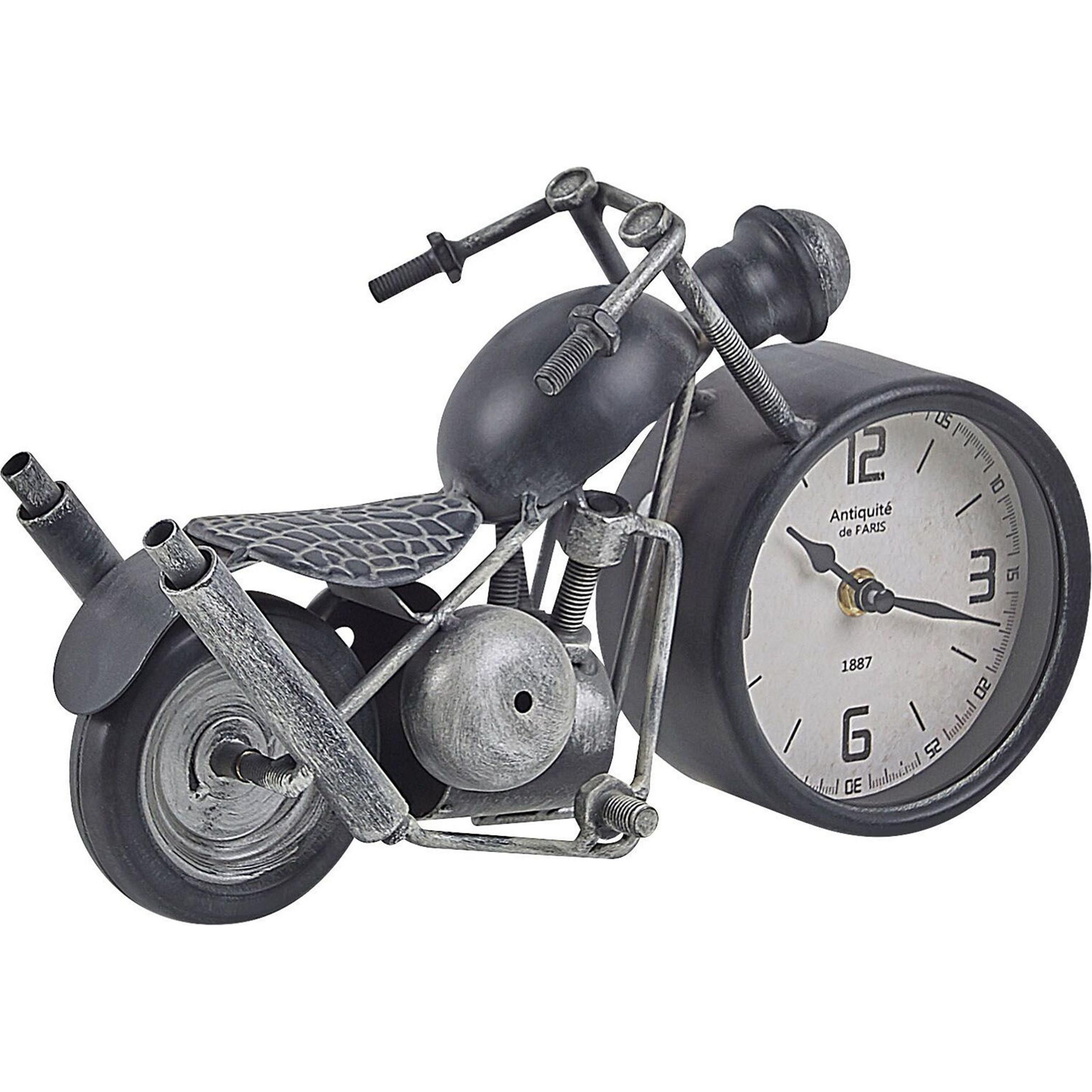 Thumbnail - Beliani, Tischuhr, Tischuhr schwarz / silber Motorradform 19 cm BERNO