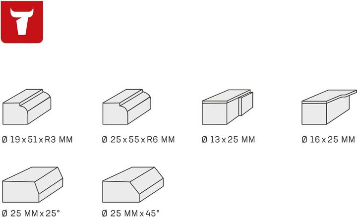 Immagine prodotto Stier Set di frese bordatrici e rifilatrici 6 pezzi 8 mm per fresatura verticale