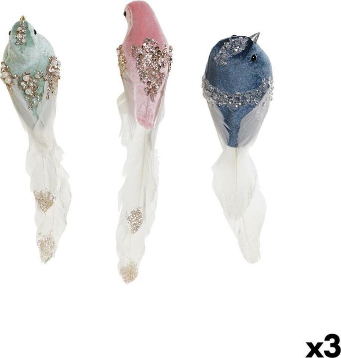 DKD Home Decor Weihnachtsschmuck Bunt Vogel 25 x 7 x 6 cm (3 Stück) (3x)