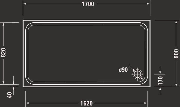 Actual product image Duravit Rectangular shower tray D-CODE white 1700x900x85mm