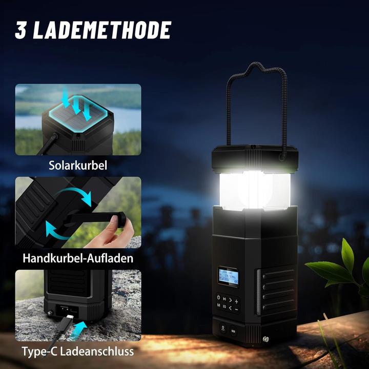 Actual product image Libovgogo Kurbelradio DF585D mit Bluetooth und Campinglampe (DAB+)